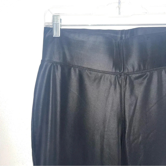 One 5 One Solid Black Faux Leather 4-way Stretch Leggings Small Women’s - Picture 3 of 13